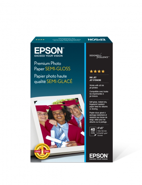 Epson Premium Photo Paper Semi-Gloss Inkjet Paper 4x6/40 Sheets