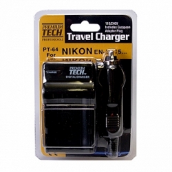 product Premium Tech Travel Charger PT-64 (for Nikon EN-EL15 Battery)