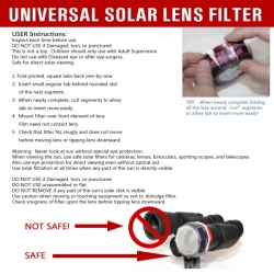 Universal Solar Lens Filter - 70 mm aperture