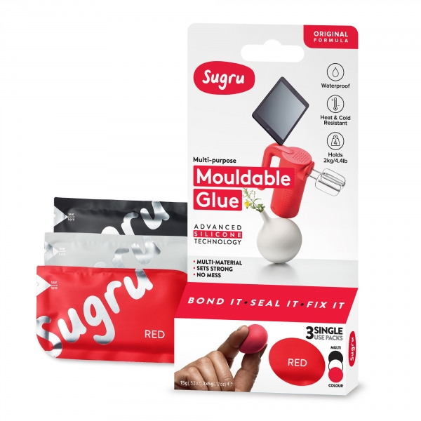 Sugru Original Mouldable Glue - Black, White, Red 3 Pack - PAST DATE SPECIAL