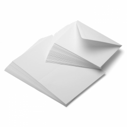 Packages come with 25 scored cards (5x7 when folded) and 25 corresponding A7 envelopes with a rounded elongated flap. 