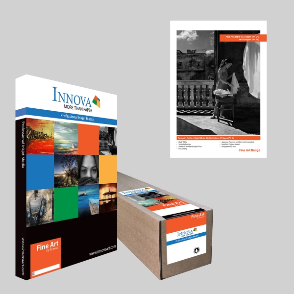 Innova Smooth Cotton High White 315gsm Inkjet Paper 17x22/25 Sheets