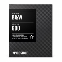 Impossible Instant Black and White Film with Black Frames for Poloaroid 600 Type Cameras - 3.5 x 4.2 in.