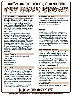 product f295 Historic Process Laminated Reference Card for Van Dyke