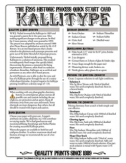 product f295 Historic Process Laminated Reference Card for Kallitype