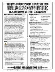 f295 Historic Process Laminated Reference Card for Black and White Film Developing