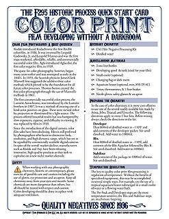 product f295 Historic Process Laminated Reference Card for Color C-41 Film Processing