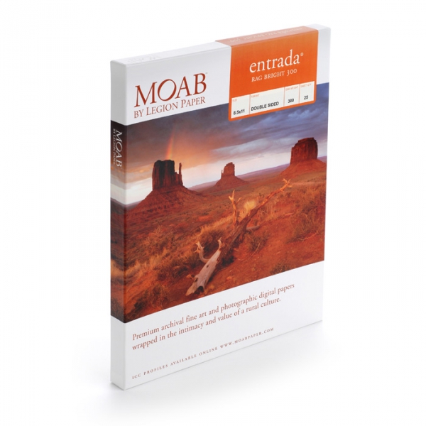 Moab Entrada Rag Bright 300gsm Fine Art Inkjet Paper 8.5x11/25 Sheets