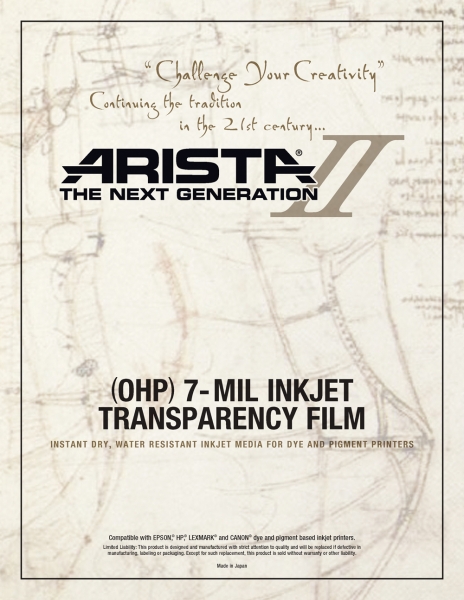 Arista II Inkjet OHP Transparency Film 13x19/50 sheets