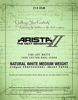 Arista-II Fine Art Cotton Natural White Dual Sided Matte Inkjet Paper 13x19/20 sheets - 210 gsm