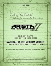 Arista-II Fine Art Cotton Natural White Dual Sided Matte Inkjet Paper 24 in. x 50 ft. Roll - 210 gsm