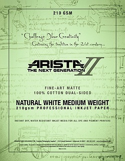 Arista-II Fine Art Natural Cotton Matte Inkjet Paper - 210gsm 8.5x11/20  Sheets