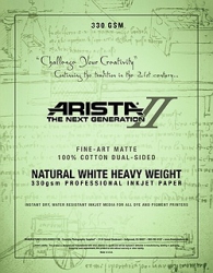 Arista-II Fine-Art Cotton Natural-White Dual-Sided Matte Inkjet Paper 11x17/20 sheets - Heavy Wt. 330 GSM