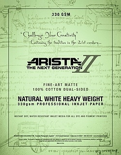 Arista-II Fine Art Cotton Natural White Dual Sided Matte Inkjet Paper <br>44 inch x 50 ft. roll - 330 gsm