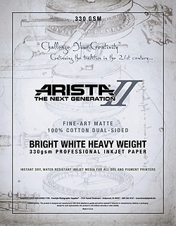 Arista-II Fine Art Cotton Bright White Dual Sided Matte Inkjet Paper 11x17/20 sheets - 330 gsm