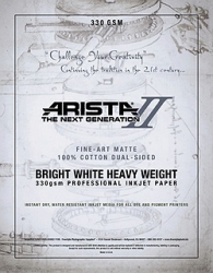 Arista-II Fine Art Cotton Bright White Dual Sided Matte Inkjet Paper 11x17/20 sheets - 330 gsm