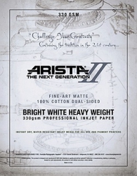 product Arista-II Fine Art Bright White Cotton Matte Inkjet Paper - 330gsm 13x19/20 Sheets