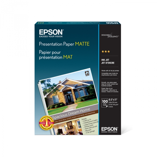 Epson Presentation Paper Matte 8.5x11/100 sheets 