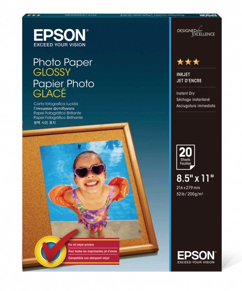 Epson Photo Paper Glossy Inkjet Paper 8.5x11/20 sheets (formerly known as Glossy Photo Paper)