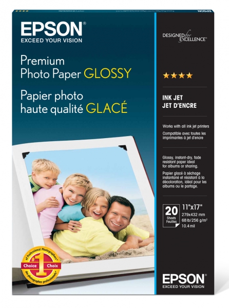 Epson Premium Photo Paper Glossy 256gsm 11x17 20 Sheets