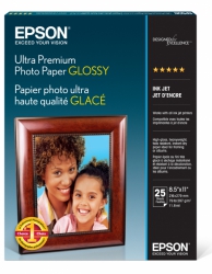 product Epson Ultra Premium Photo Glossy Inkjet Paper - 297gsm 8.5x11/25 Sheets