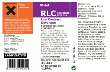 Rollei RLC Low Contrast Film Developer - 250ml