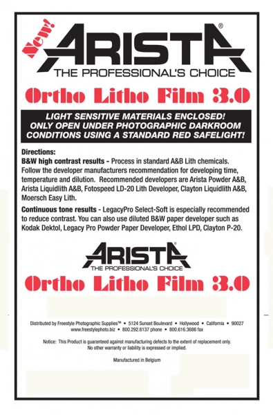 Arista Ortho Litho Film 3.0 - 11x14/25
