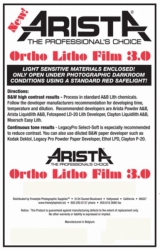 product Arista Ortho Litho Film 3.0 - 5x7/25 Sheets