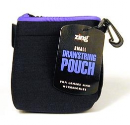 product Zing Small Drawstring Pouch Black with Blue Trim 