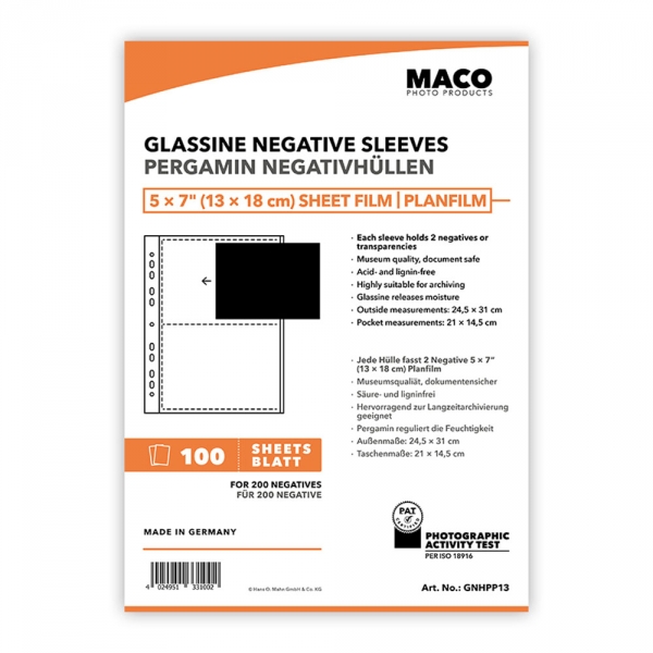 MACO Glassine Negative Sleeve Pages for 5x7 - 100 pack