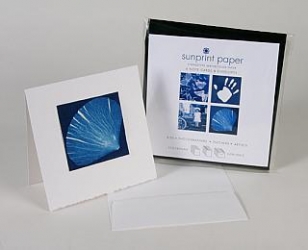 Blue Sunprints Cyanotype Sensitized 6x6 inch Notecard Kit - Pack of 6 Cards with Envelopes