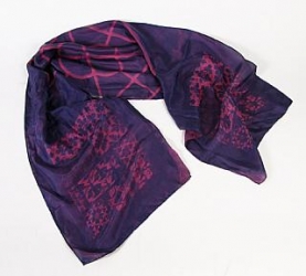 Blue Sunprints Cyanotype Sensitized China Silk Scarf - Rose