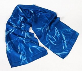 Blue Sunprints Cyanotype Sensitized China Silk Scarf - Turquoise