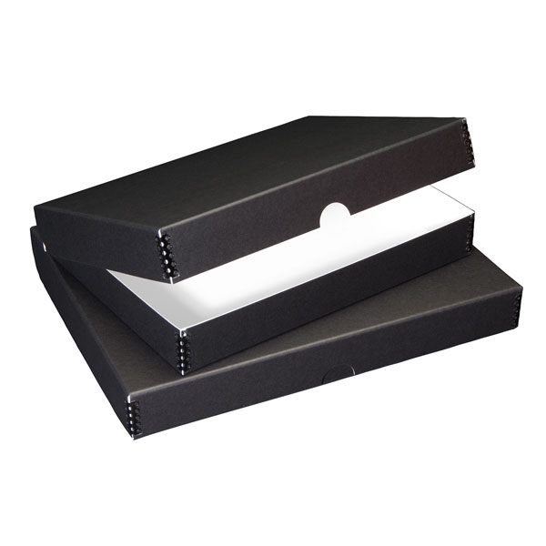 Lineco 9 x 12 x 1.75 inch Folio Metal-Edge Storage Box - Black