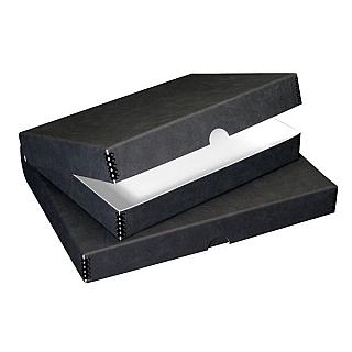 Lineco 11 x 14 x 1.75 inch Folio Metal-Edge Storage Box - Black Faux Leather