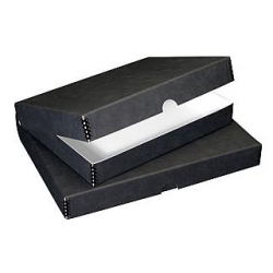 product Lineco 11 x 14 x 1.75 in. Folio Metal-Edge Storage Box - Black Faux Leather