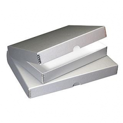 product Lineco 11 x 14 x 1.75 in. Folio Metal-Edge Storage Box - Silver Metallic Textured