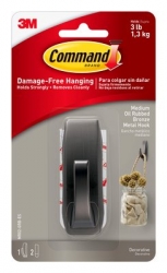 product 3M Command™ Medium Modern Reflections Oil Rubbed Bronze Metal Hook