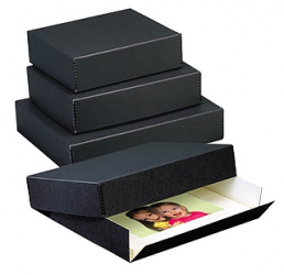 Lineco 13.5 x 19.5 x 3 inch Museum Drop-Front Metal-Edge Storage Box - Black
