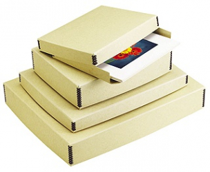 Lineco 9 x 12 x 3 inch Museum Drop-Front Metal-Edge Storage Box - Tan